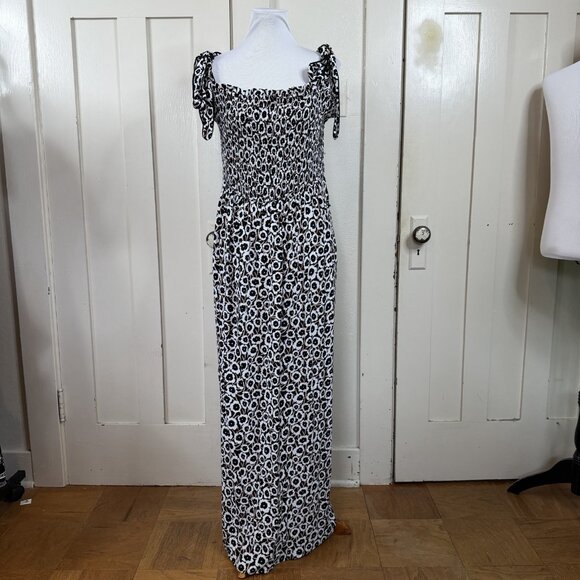 Diane Von Furstenberg Target Size 1X Smocked Tie Strap Neutral Poppy Midi Dress - Picture 2 of 9